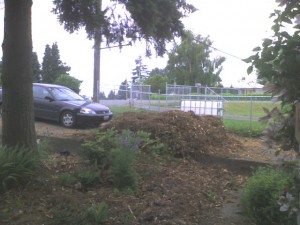 The remains of the giant pile in our driveway